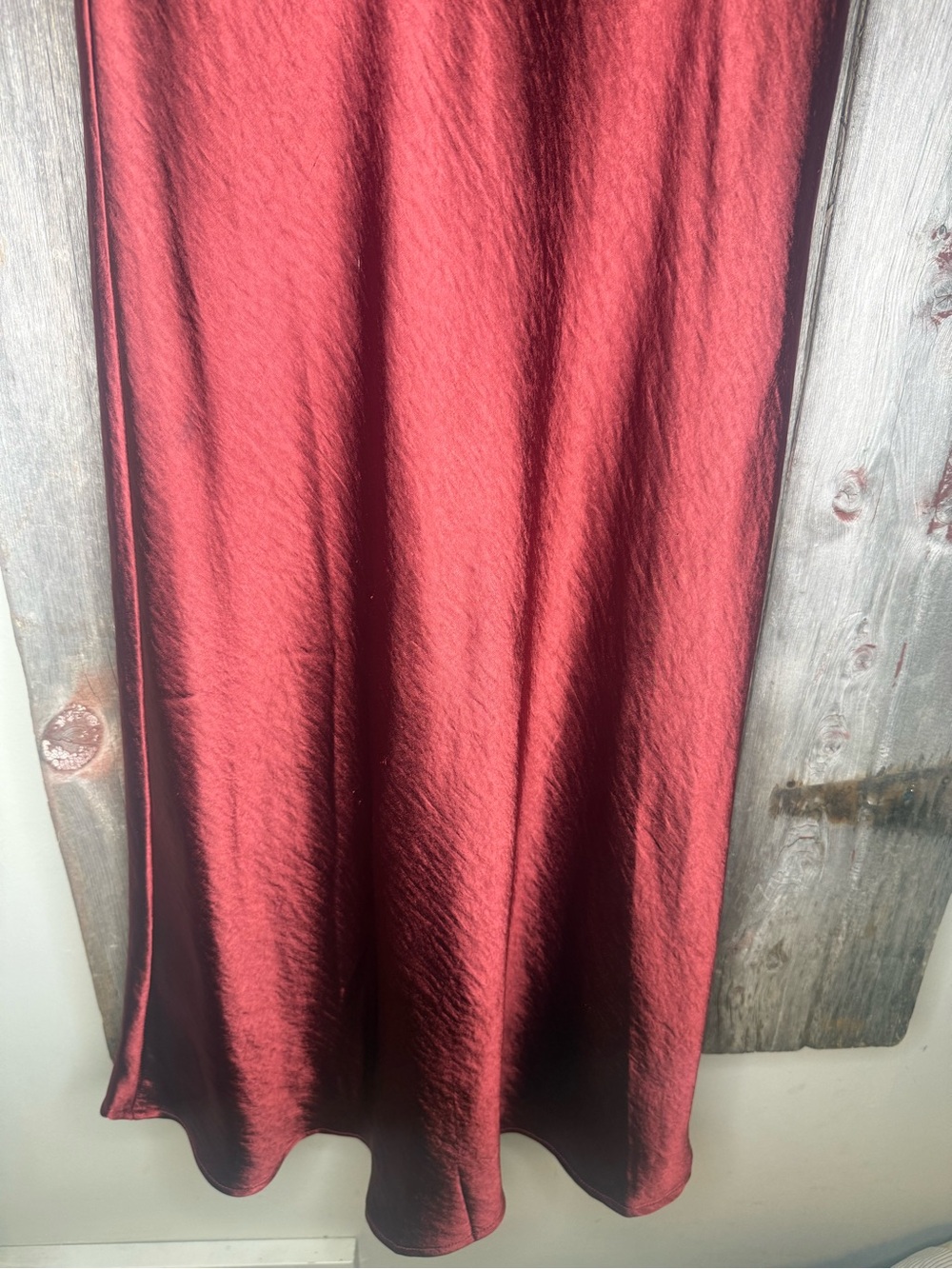 OAK + FORT Cowl Neck Satin Slip Maxi Dress - Rust/ Burgundy Large - Picture 4 of 12